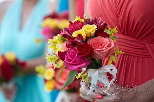 image of flowers held by wedding party on St. John