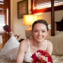Beautiful Bride lays on bed for prehots in Villa on St. John